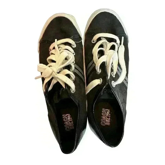 COACH Folly Black Sz 8 B Women Canvas Low-Top Sneakers Signature C - Picture 5 of 8